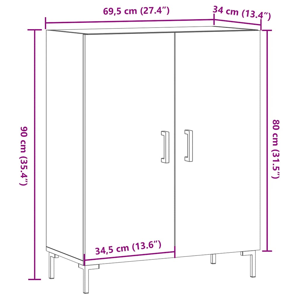 Dulap, , 69,5X34X90 Cm, Lemn Prelucrat