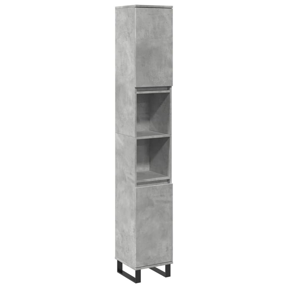 Dulap De Baie, Gri Beton, 30X30X190 Cm, Lemn Prelucrat