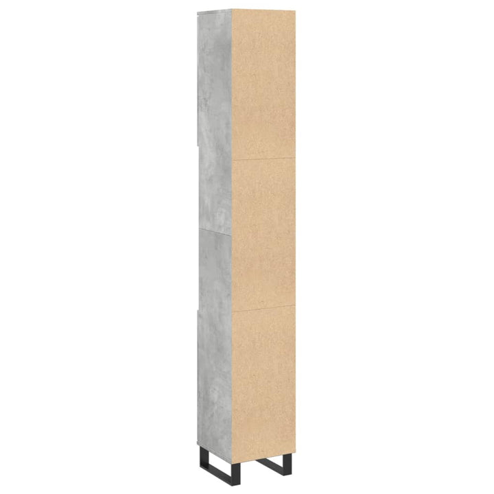 Dulap De Baie, Gri Beton, 30X30X190 Cm, Lemn Prelucrat
