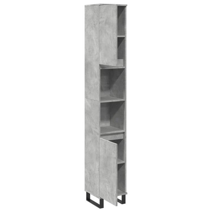 Dulap De Baie, Gri Beton, 30X30X190 Cm, Lemn Prelucrat