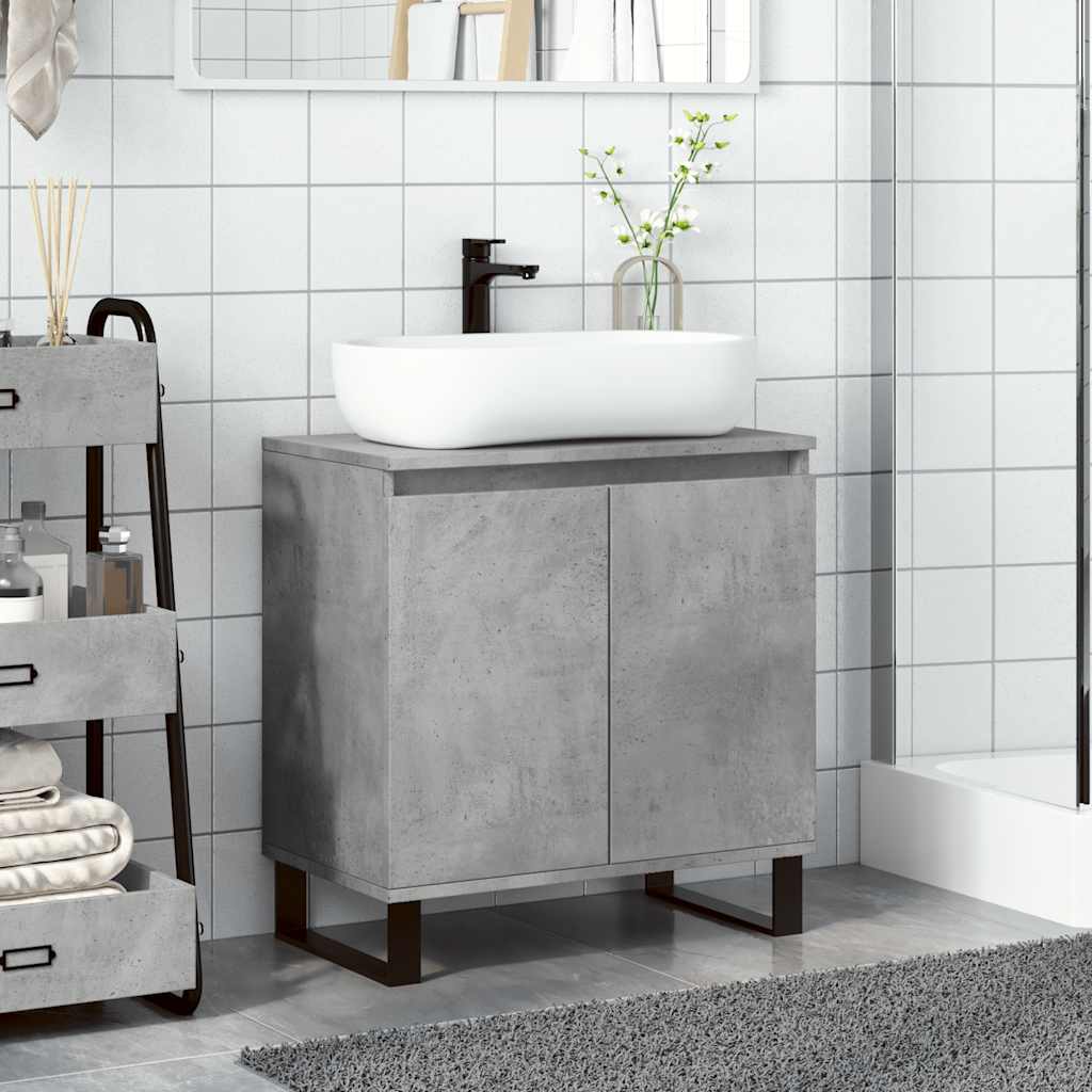 Dulap De Baie, Gri Beton, 58X33X60 Cm, Lemn Prelucrat