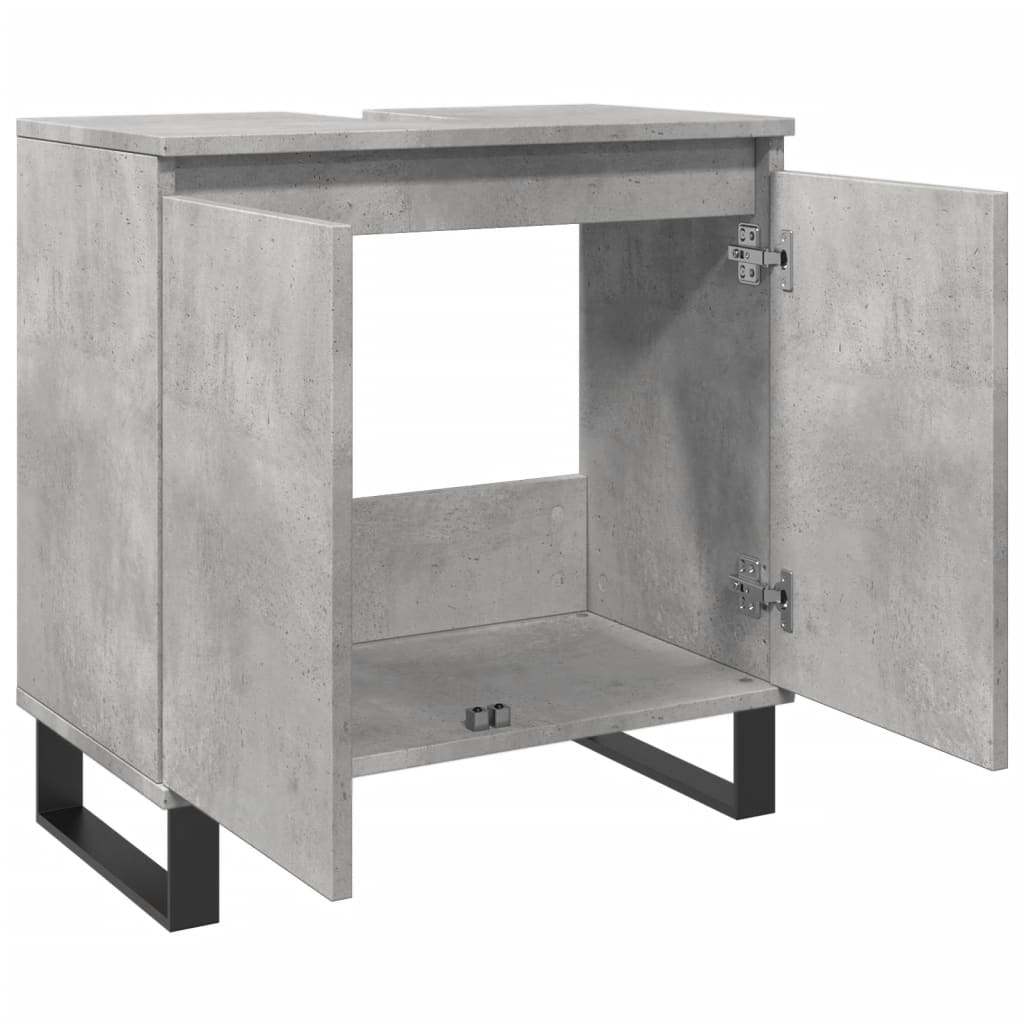 Dulap De Baie, Gri Beton, 58X33X60 Cm, Lemn Prelucrat