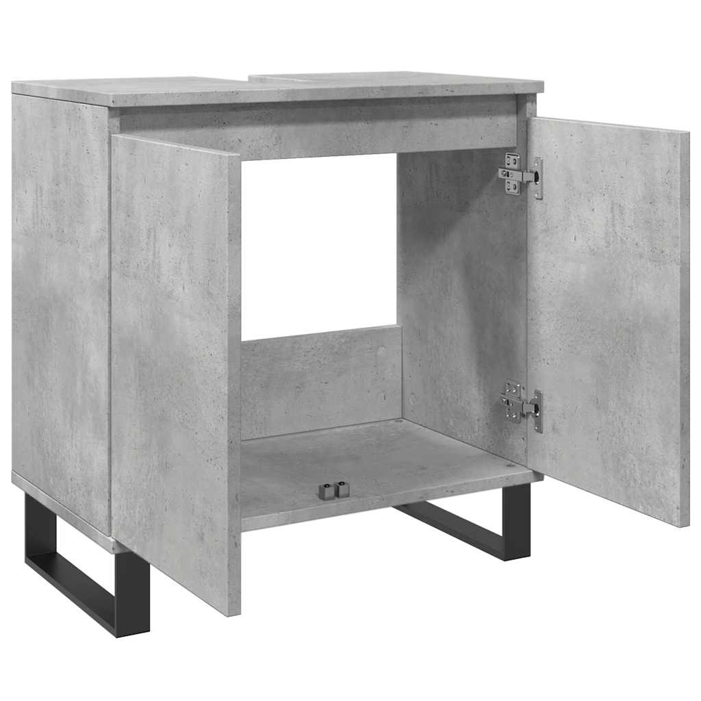 Dulap De Baie, Gri Beton, 58X33X60 Cm, Lemn Prelucrat