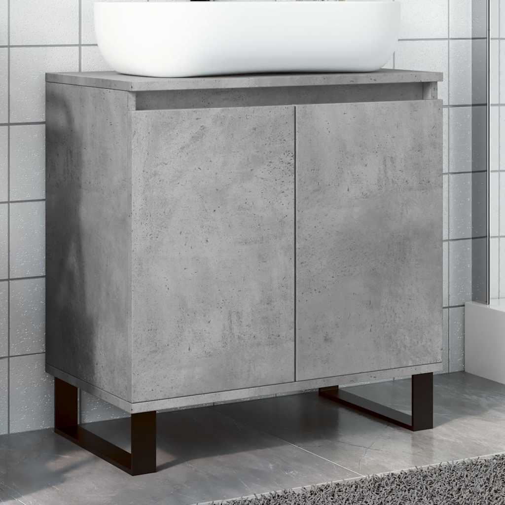 Dulap De Baie, Gri Beton, 58X33X60 Cm, Lemn Prelucrat