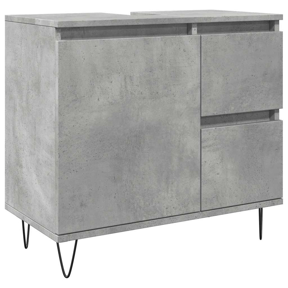 Dulap De Chiuvetă Baie, Gri Beton, 65X33X60 Cm, Lemn Prelucrat