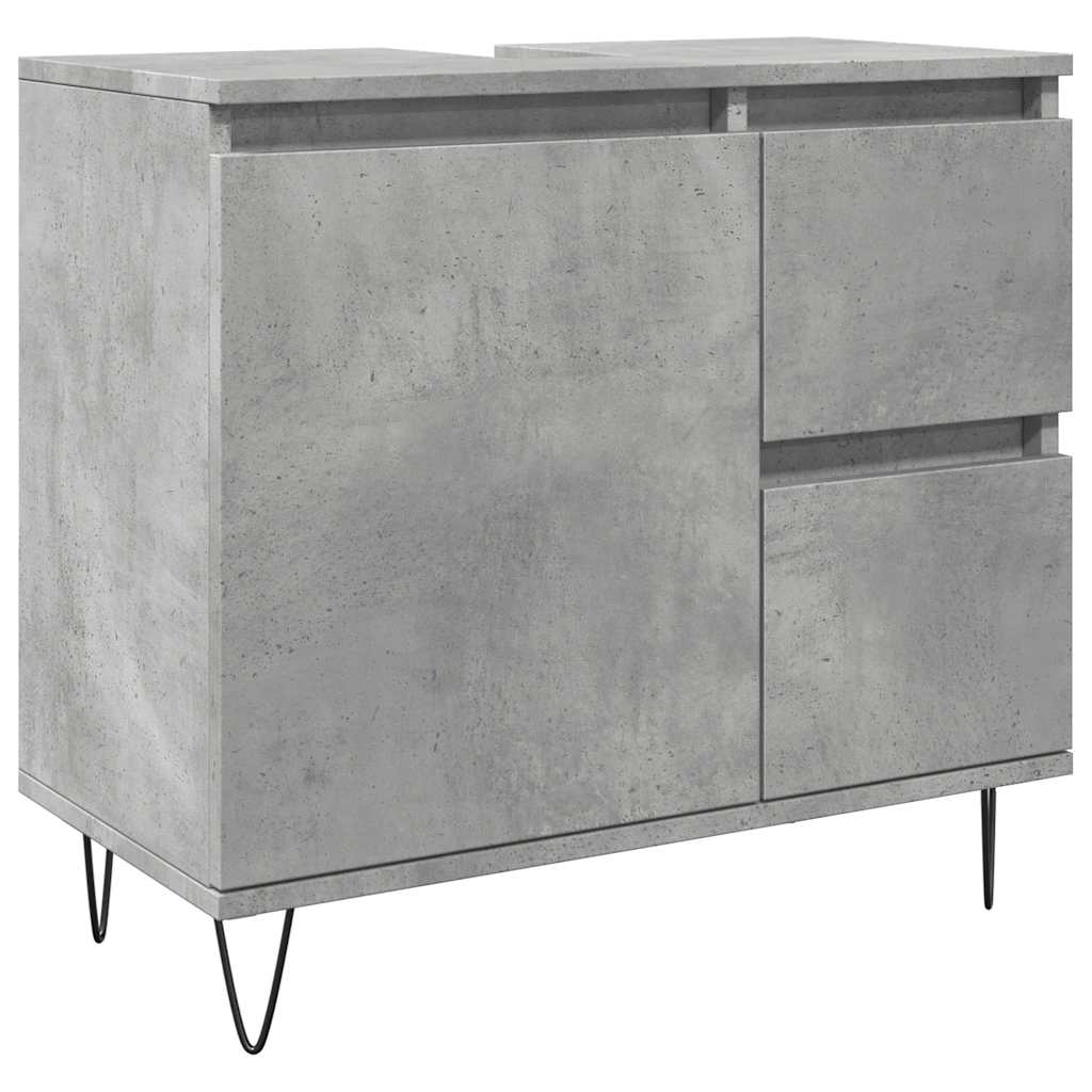 Dulap De Chiuvetă Baie, Gri Beton, 65X33X60 Cm, Lemn Prelucrat