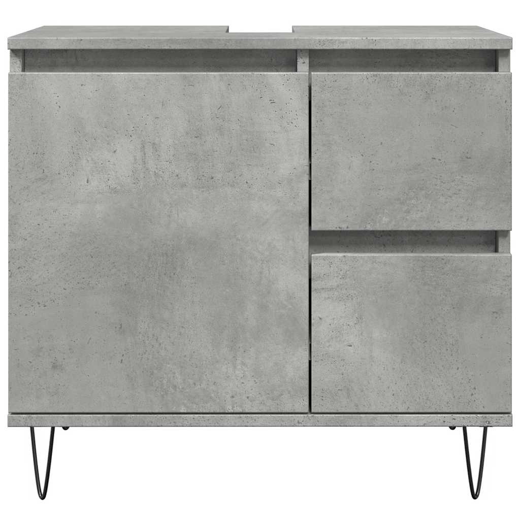 Dulap De Chiuvetă Baie, Gri Beton, 65X33X60 Cm, Lemn Prelucrat