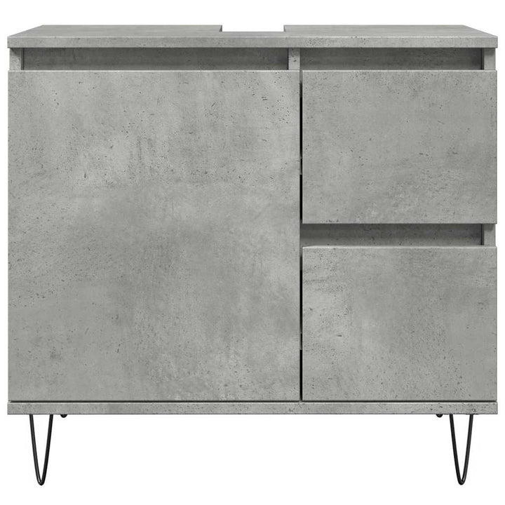 Dulap De Chiuvetă Baie, Gri Beton, 65X33X60 Cm, Lemn Prelucrat