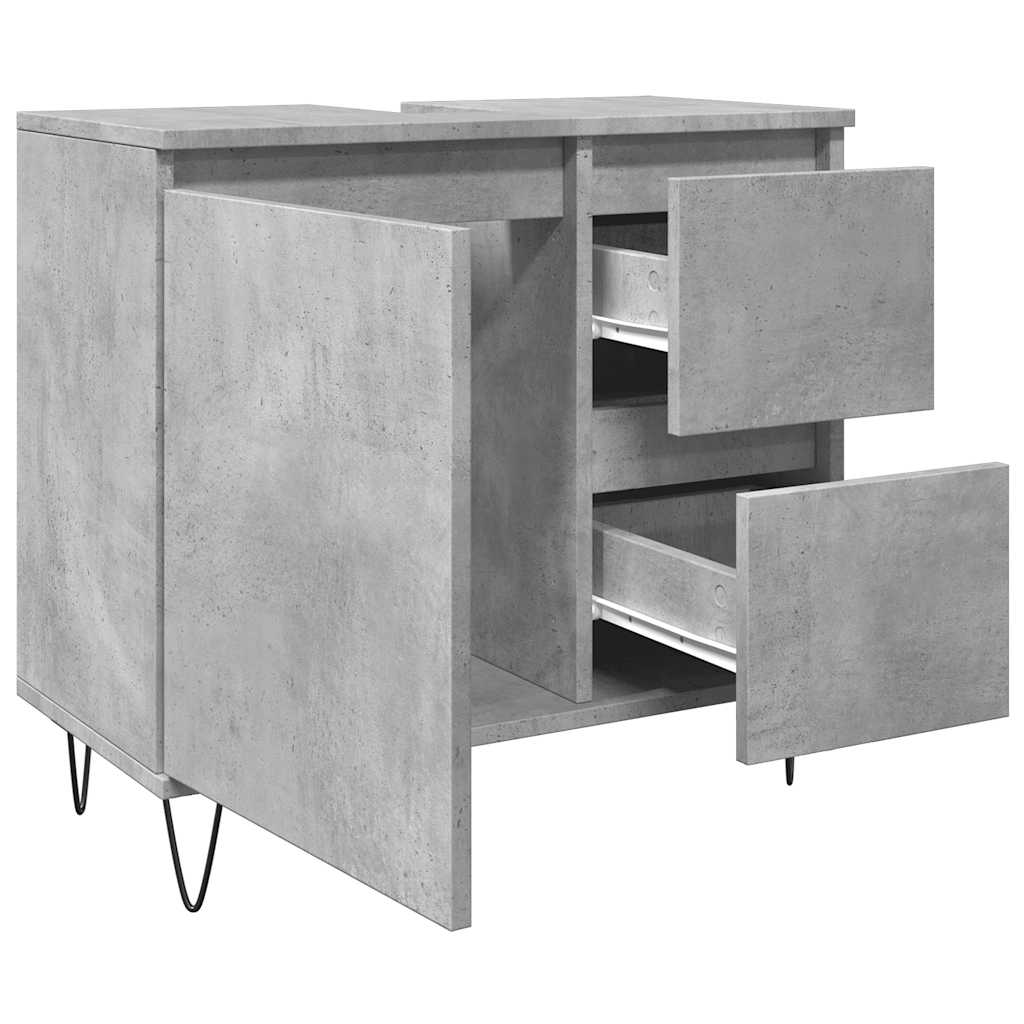 Dulap De Chiuvetă Baie, Gri Beton, 65X33X60 Cm, Lemn Prelucrat