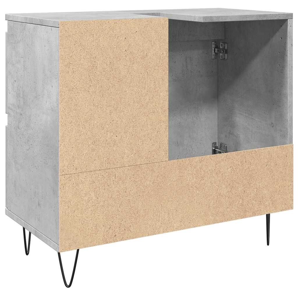 Dulap De Chiuvetă Baie, Gri Beton, 65X33X60 Cm, Lemn Prelucrat