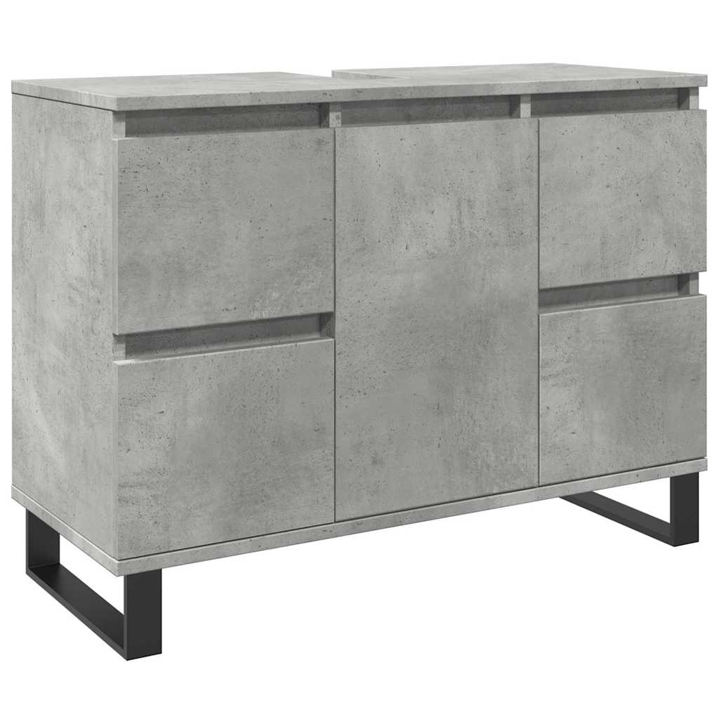 Dulap Chiuvetă Baie, Gri Beton, 80X33X60 Cm, Lemn Compozit