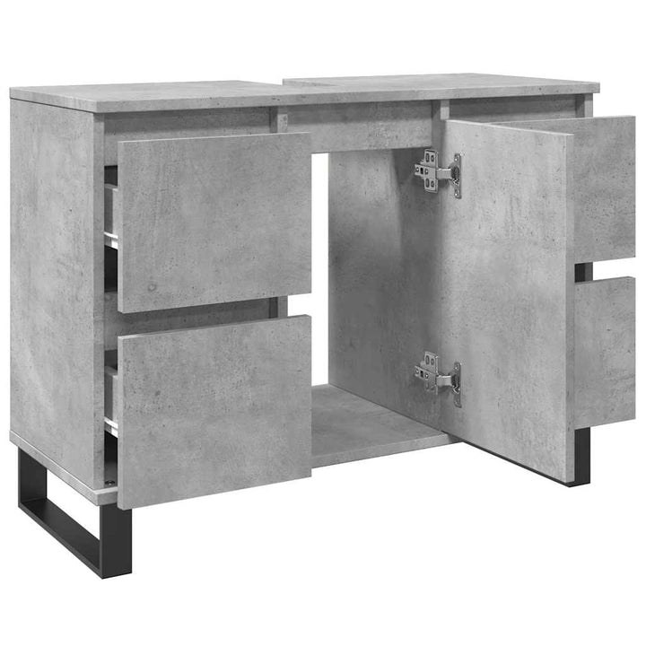 Dulap Chiuvetă Baie, Gri Beton, 80X33X60 Cm, Lemn Compozit