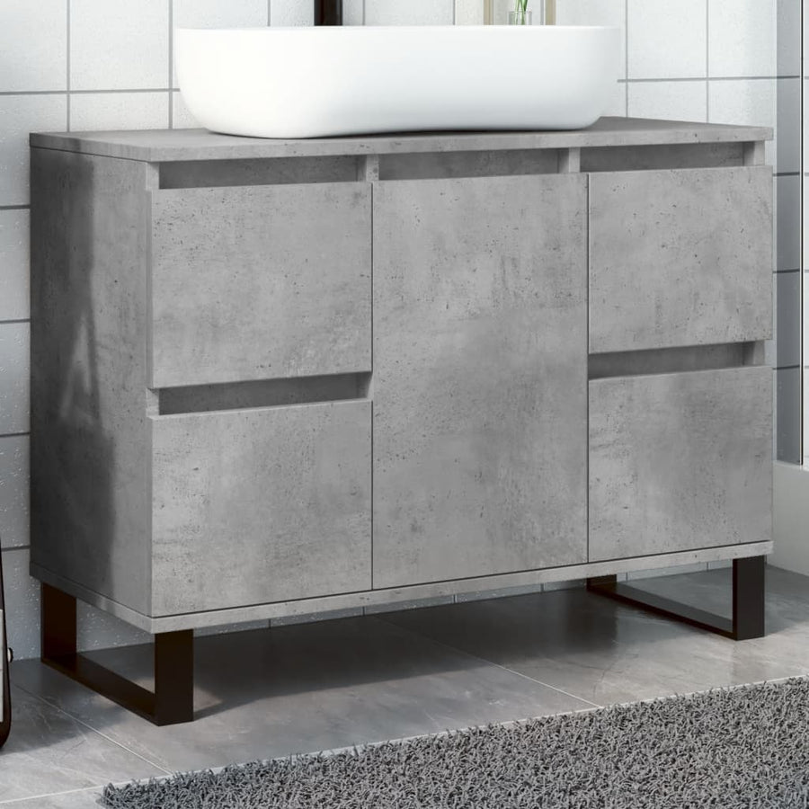 Dulap Chiuvetă Baie, Gri Beton, 80X33X60 Cm, Lemn Compozit