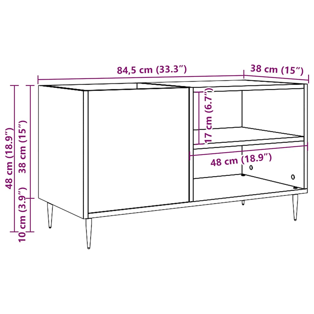 Dulap Pentru Discuri, Lemn Vechi, 84,5X38X48 Cm, Lemn Prelucrat