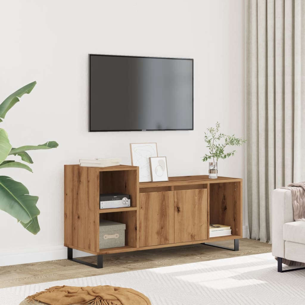 Comodă Tv, Stejar Fumuriu, 100X35X55 Cm, Lemn Prelucrat