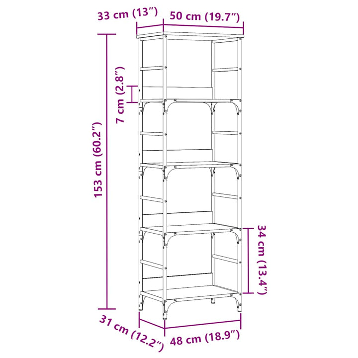 Bibliotecă, Lemn Vechi, 50X33X153 Cm, Lemn Prelucrat