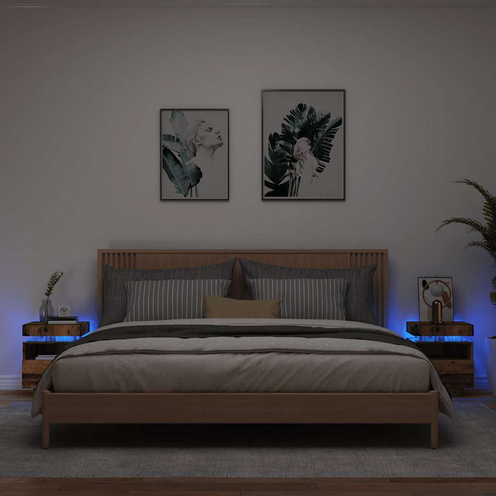Noptieră Cu Lumini Led, Stejar Sonoma, 40X39X48,5 Cm