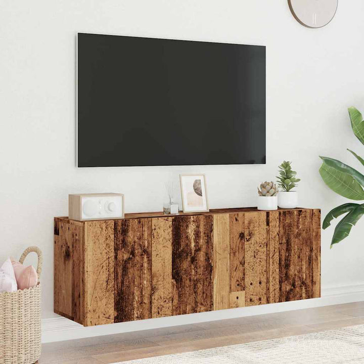 Comodă Tv De Perete, 2 Buc. Lemn Vechi, 60X30X41 Cm
