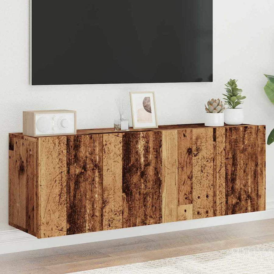 Comodă Tv De Perete, 2 Buc. Lemn Vechi, 60X30X41 Cm