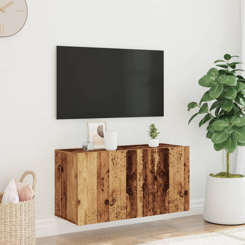 Comodă Tv De Perete, Lemn Vechi, 80X30X41 Cm