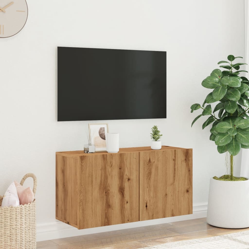 Comodă Tv De Perete, Stejar Artizanal, 80X30X41 Cm