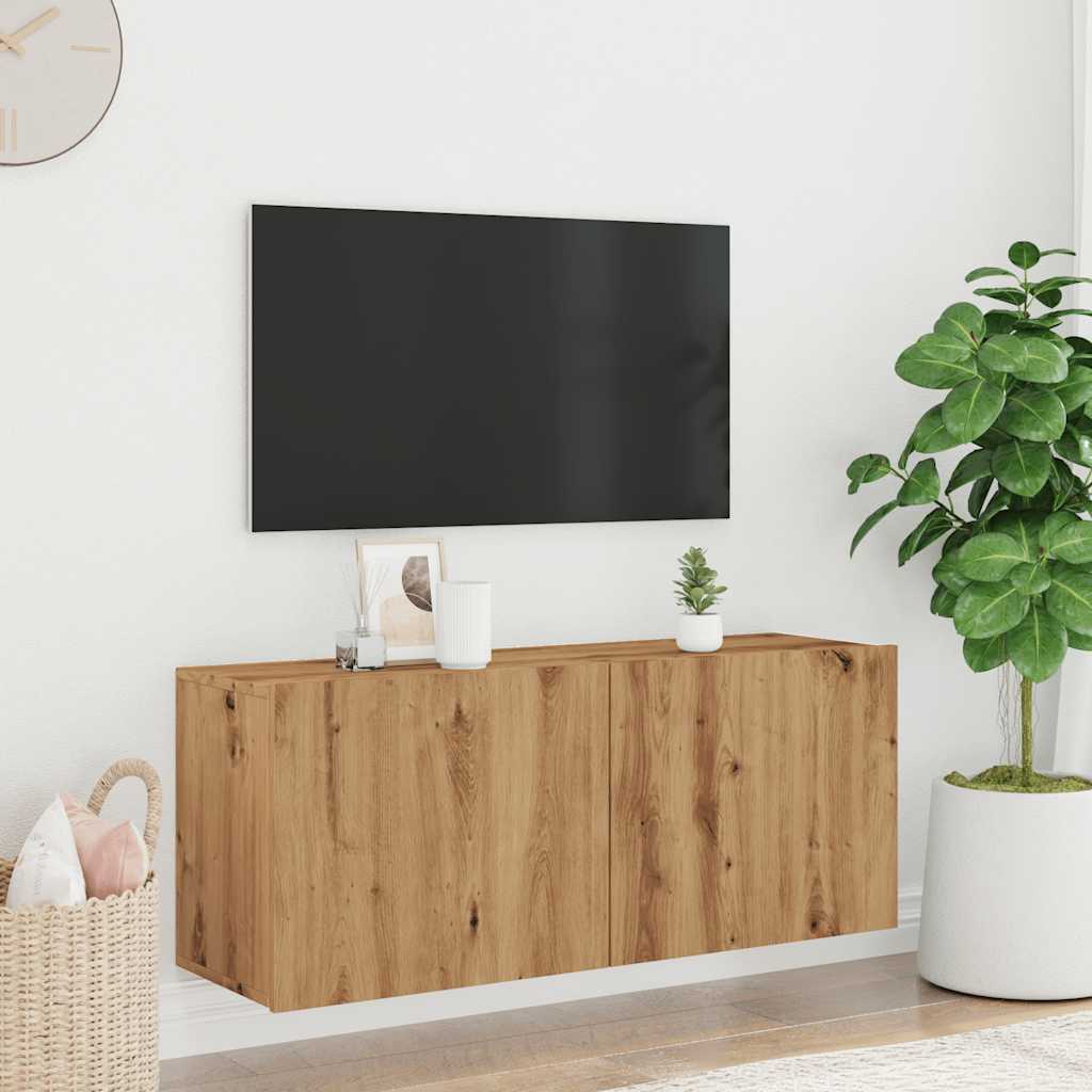 Comodă Tv De Perete, Stejar Artizanal, 100X30X41 Cm