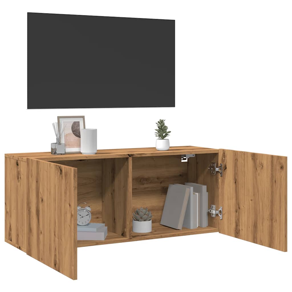 Comodă Tv De Perete, Stejar Artizanal, 100X30X41 Cm