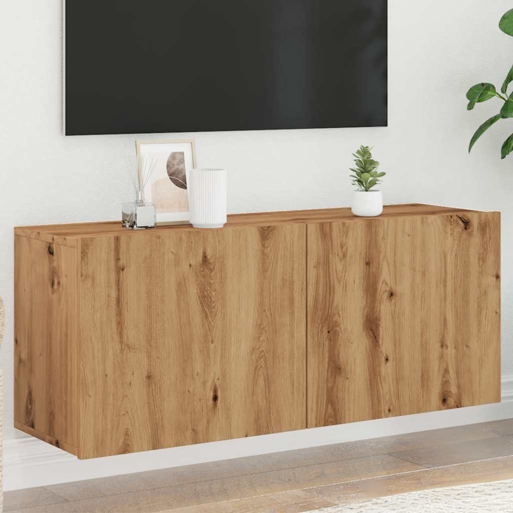 Comodă Tv De Perete, Stejar Artizanal, 100X30X41 Cm