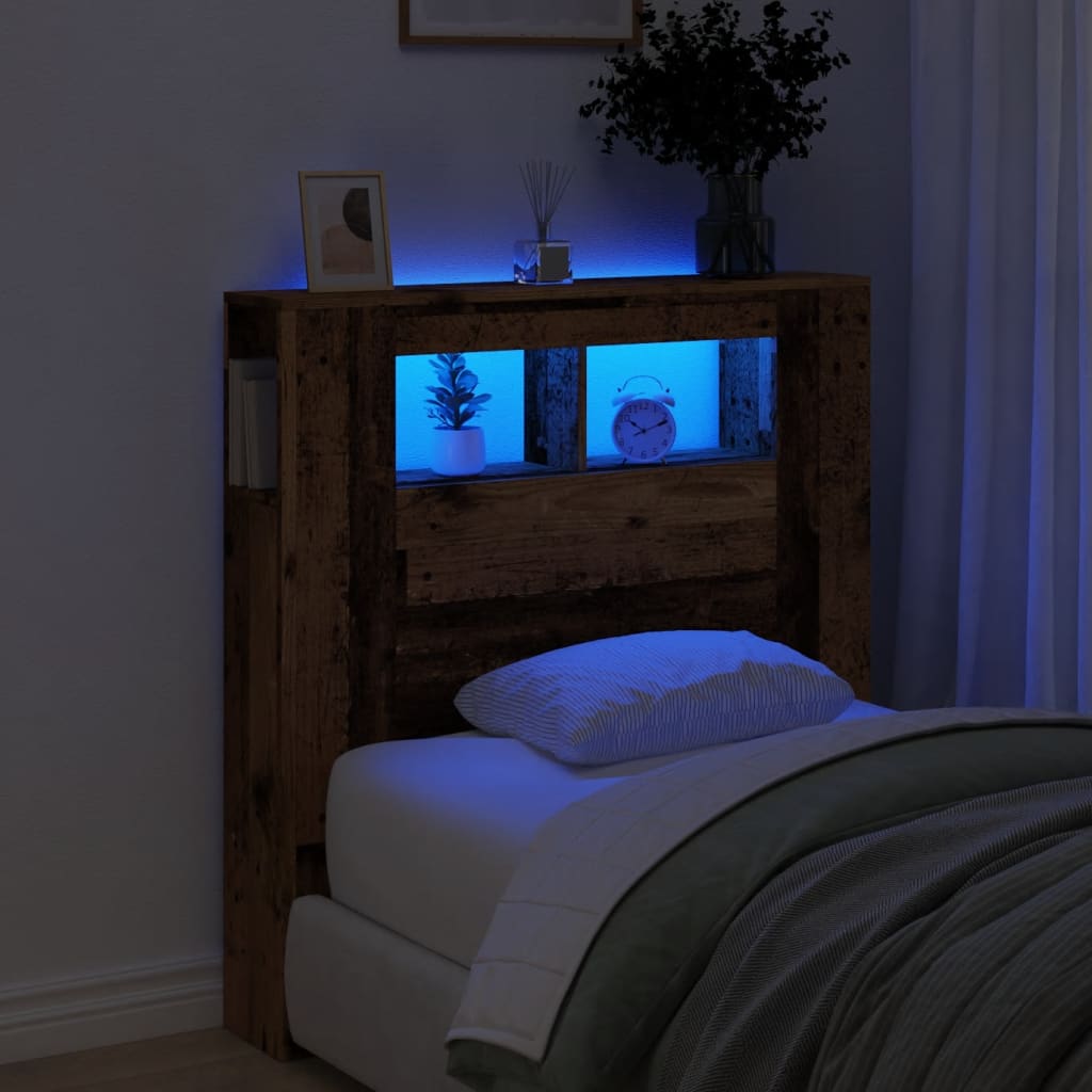 Tăblie De Pat Cu Led, , 180X18,5X103,5 Cm, Lemn