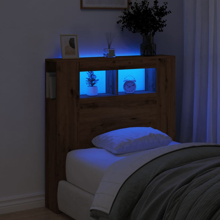 Tăblie De Pat Cu Led, , 180X18,5X103,5 Cm, Lemn