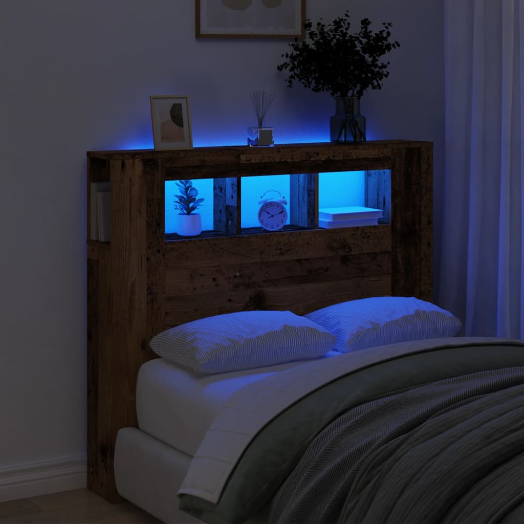 Tăblie De Pat Cu Led, , 180X18,5X103,5 Cm, Lemn