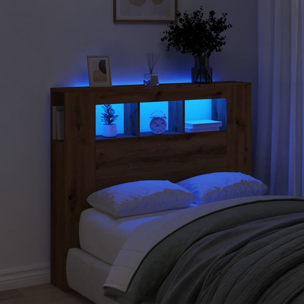 Tăblie De Pat Cu Led, , 180X18,5X103,5 Cm, Lemn