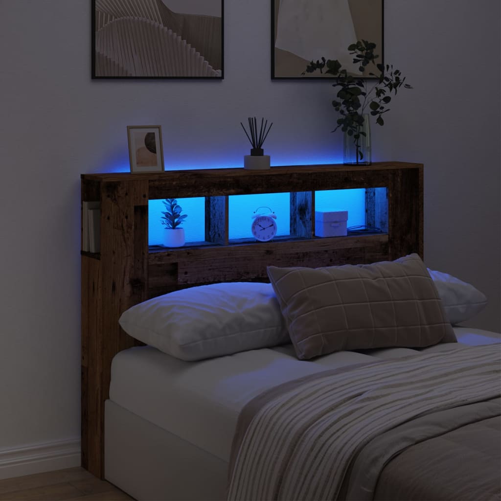 Tăblie De Pat Cu Led, , 180X18,5X103,5 Cm, Lemn