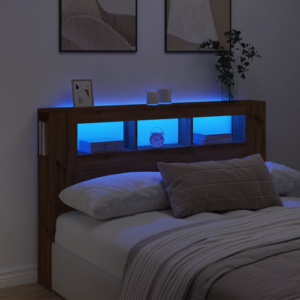 Tăblie De Pat Cu Led, , 180X18,5X103,5 Cm, Lemn
