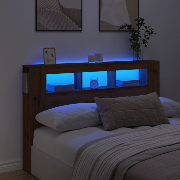 Tăblie De Pat Cu Led, , 180X18,5X103,5 Cm, Lemn