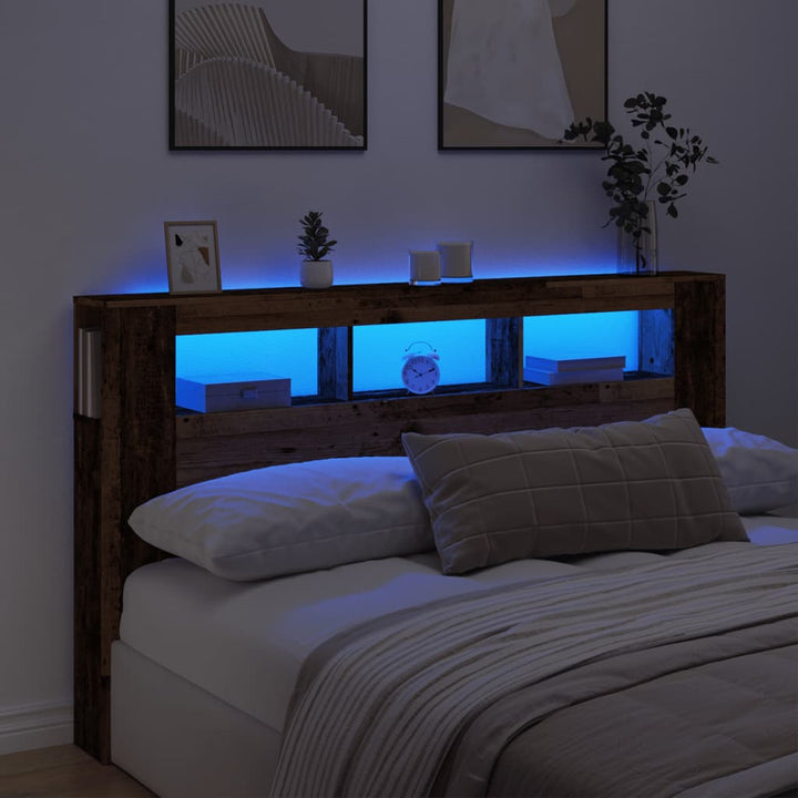 Tăblie De Pat Cu Led, , 180X18,5X103,5 Cm, Lemn