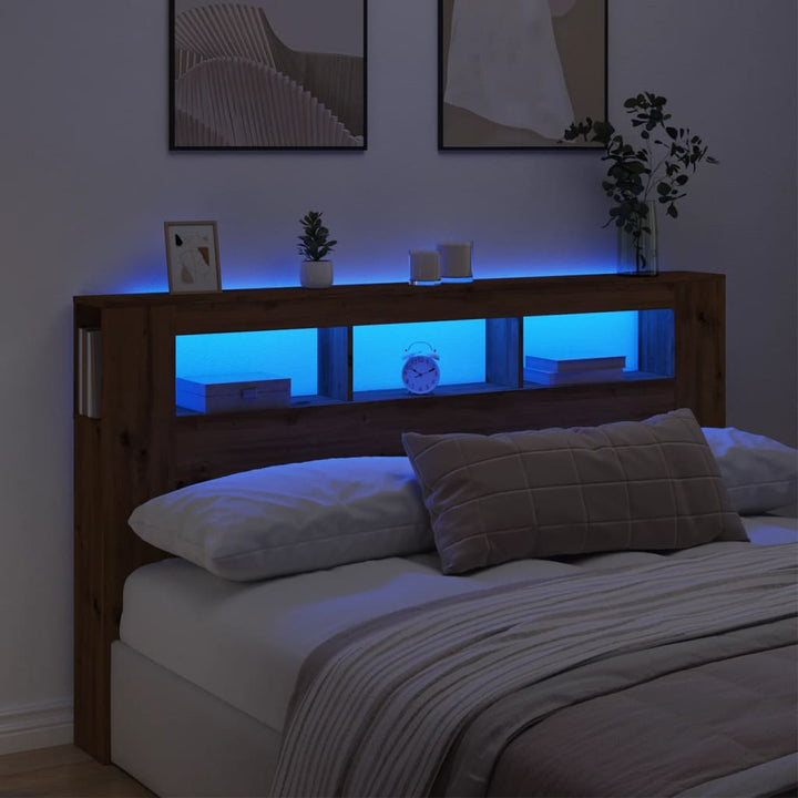 Tăblie De Pat Cu Led, , 180X18,5X103,5 Cm, Lemn