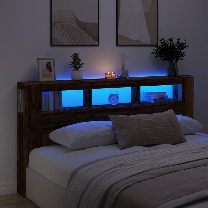 Tăblie De Pat Cu Led, , 180X18,5X103,5 Cm, Lemn