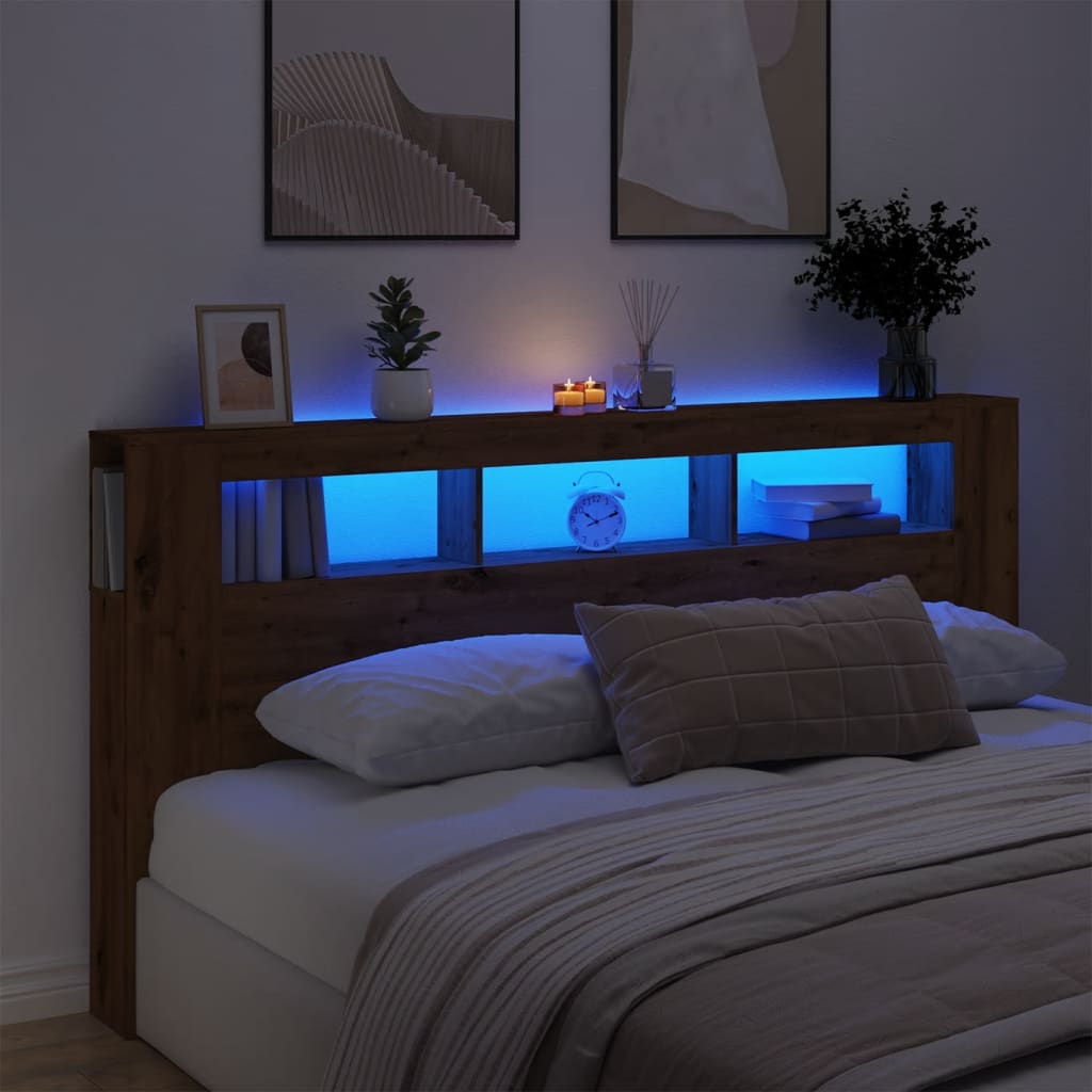 Tăblie De Pat Cu Led, , 180X18,5X103,5 Cm, Lemn
