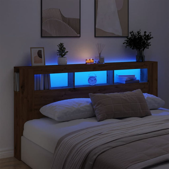 Tăblie De Pat Cu Led, , 180X18,5X103,5 Cm, Lemn