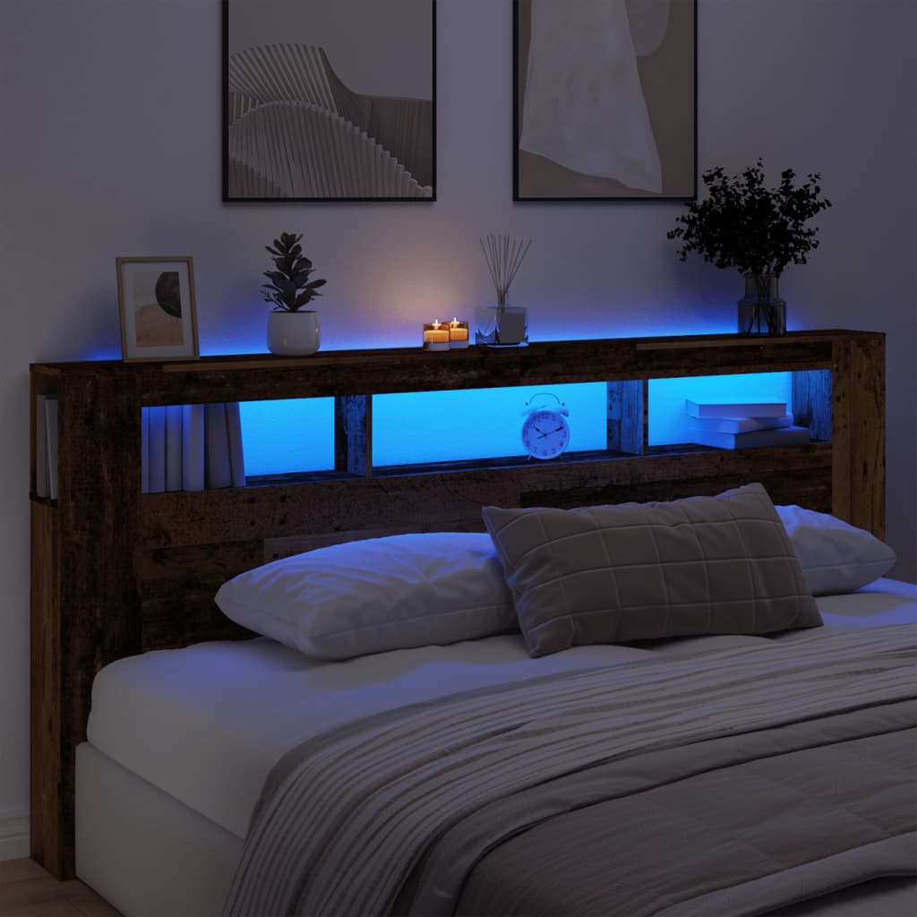 Tăblie De Pat Cu Led, , 180X18,5X103,5 Cm, Lemn