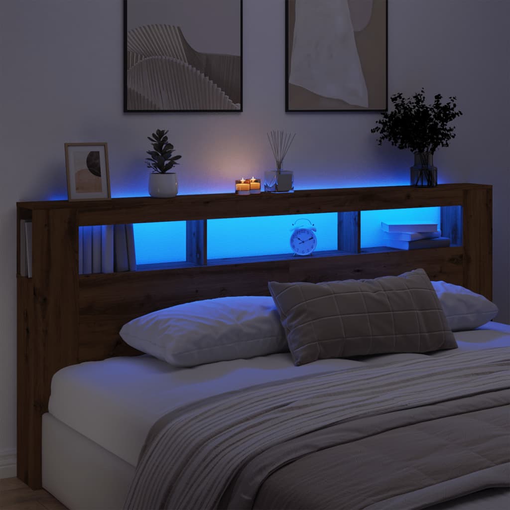 Tăblie De Pat Cu Led, , 180X18,5X103,5 Cm, Lemn