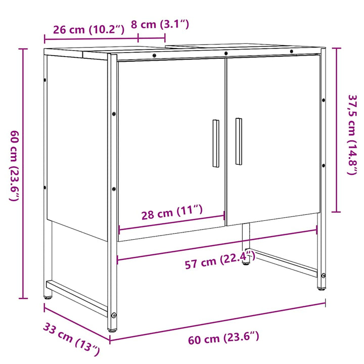 Dulap Pentru Chiuvetă Baie Lemn Vechi 60X33X60Cm Lemn Prelucrat