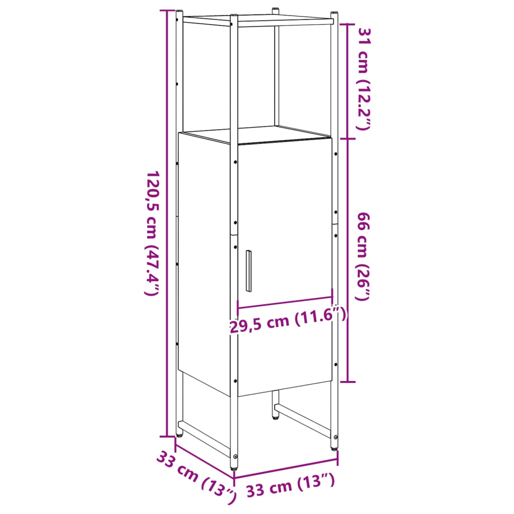 Dulap De Baie, , 33X33X120,5 Cm, Lemn Prelucrat