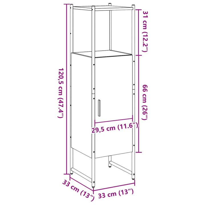 Dulap De Baie, , 33X33X120,5 Cm, Lemn Prelucrat