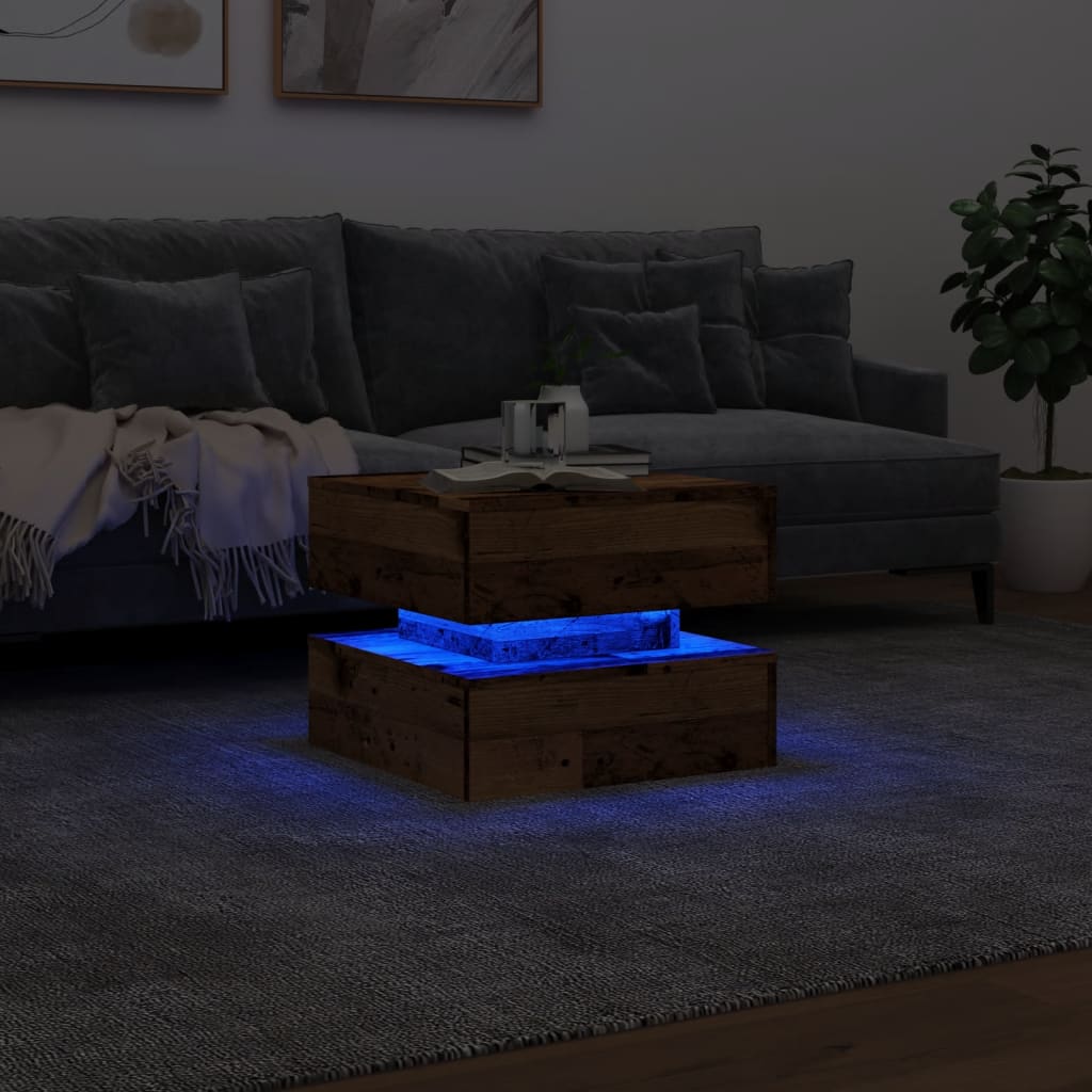 Măsuță De Cafea Cu Lumini Led, , 50X50X40 Cm