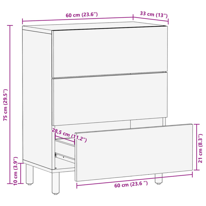 Dulap, Negru, 60X33X75 Cm, Lemn Prelucrat