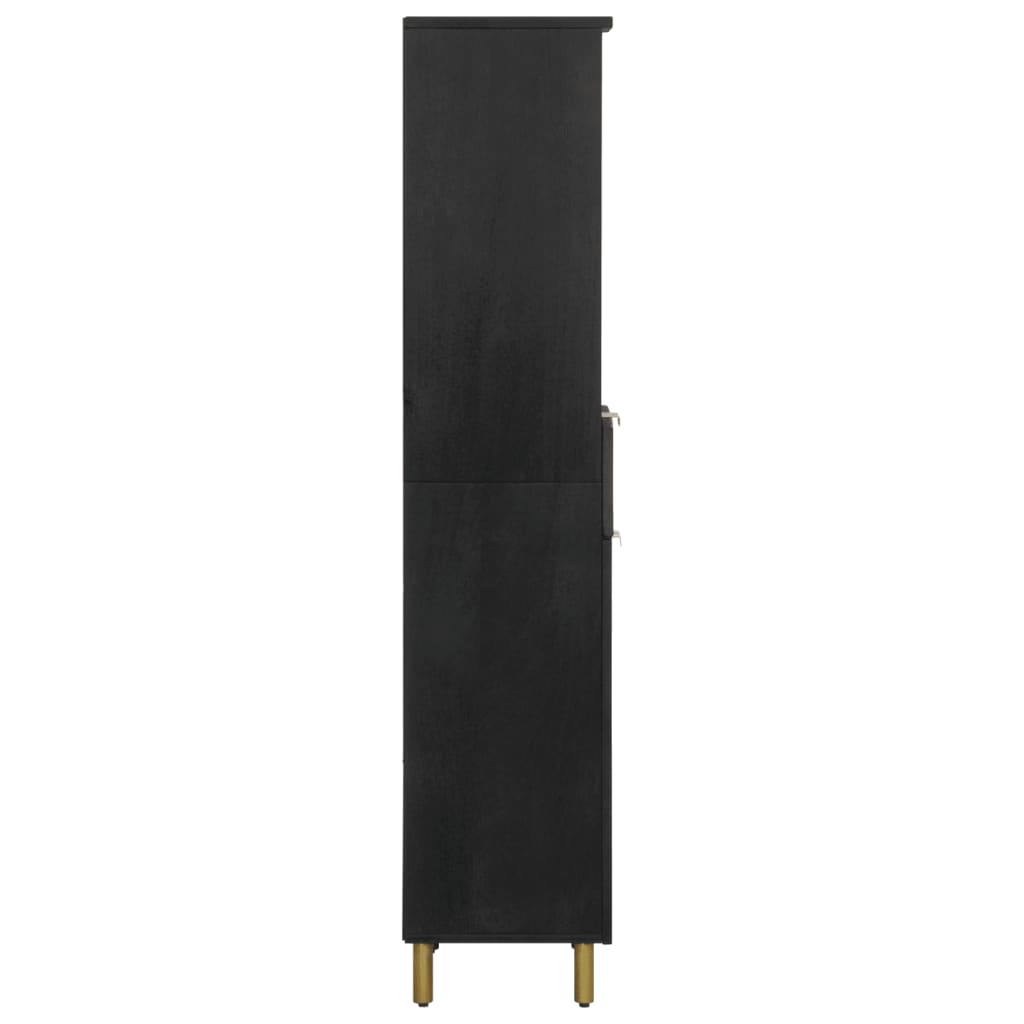 Dulap De Baie, Negru, 38X33X160 Cm, Lemn Masiv De Mango