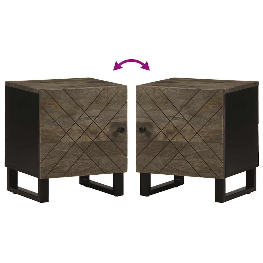 Noptiere, 2 Buc., Negru, 40X33X46 Cm, Lemn Masiv De Mango