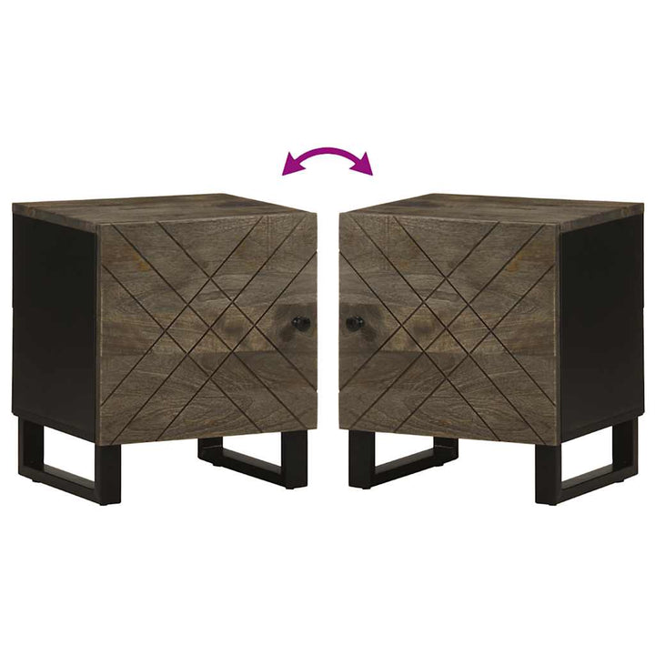 Noptiere, 2 Buc., Negru, 40X33X46 Cm, Lemn Masiv De Mango